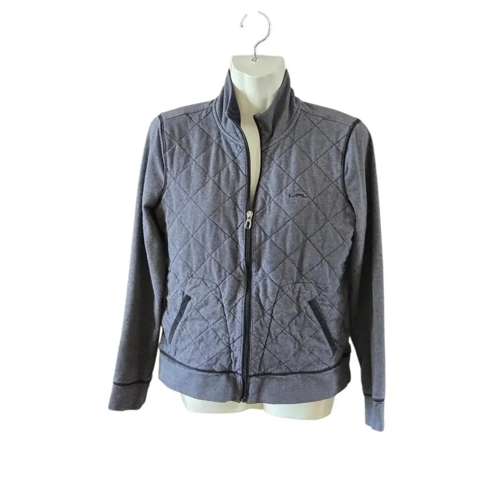 Lauren-RL Women's Quilted Jacket Gray Full Zip Outerwear - Picture 1 of 8